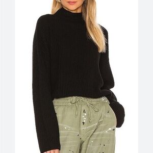 Rails Claudia Wool Cashmere Blend Black oversized Sweater Funnel Mockneck Small